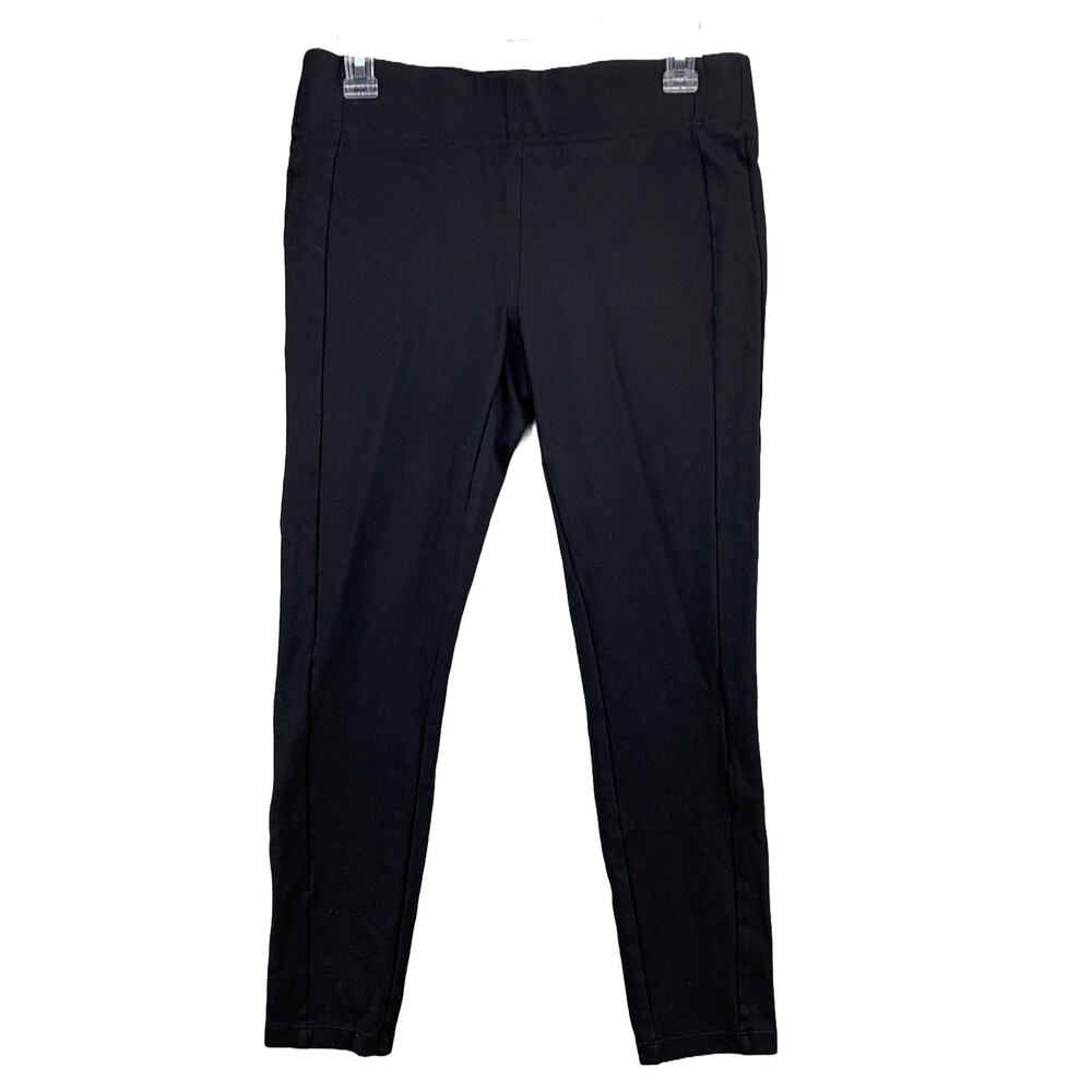 LOFT Skinny Capri Pants Womens Sz Medium Black Mid Rise No Pocket Elastic Waist